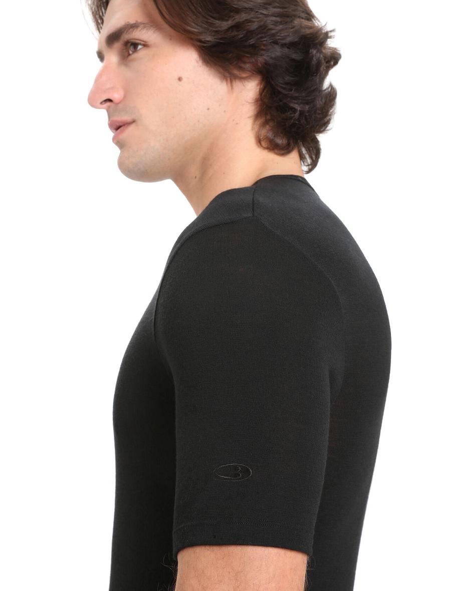 Icebreaker Merino 175 Everyday Rövid Sleeve Crewe Thermal Top Férfi Base Layers Fekete | HU 1378HAPK